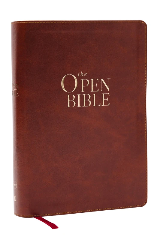 The Open Bible: Read and Discover the Bible for Yourself (KJV, Brown Leathersoft, Red Letter, Comfort Print)