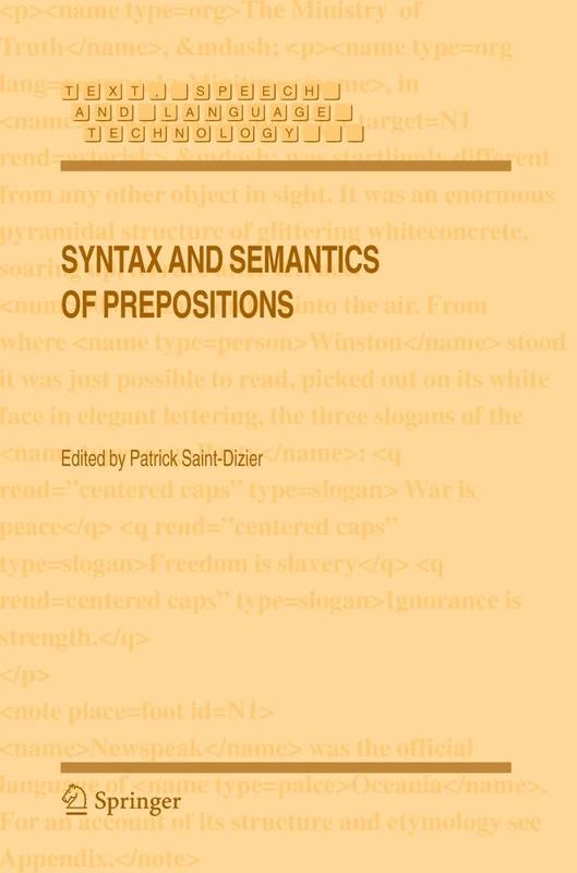 Syntax and Semantics of Prepositions: 29 (Text, Speech and Language Technology, 29)