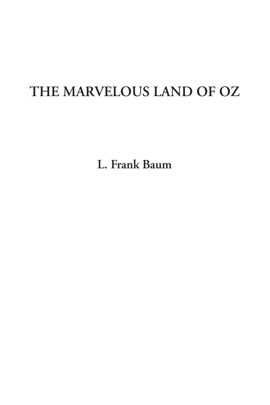 The Marvelous Land of Oz