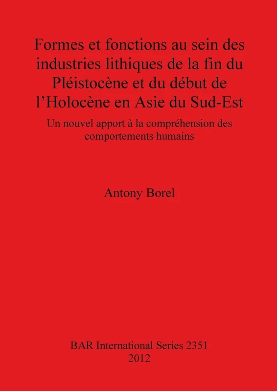 Formes et fonctions au sein des industries lithiques de la fin du Pléistocène et du début de l'Holocène en Asie du Sud-Est: Un nouvel apport à la ... Archaeological Reports International Series)