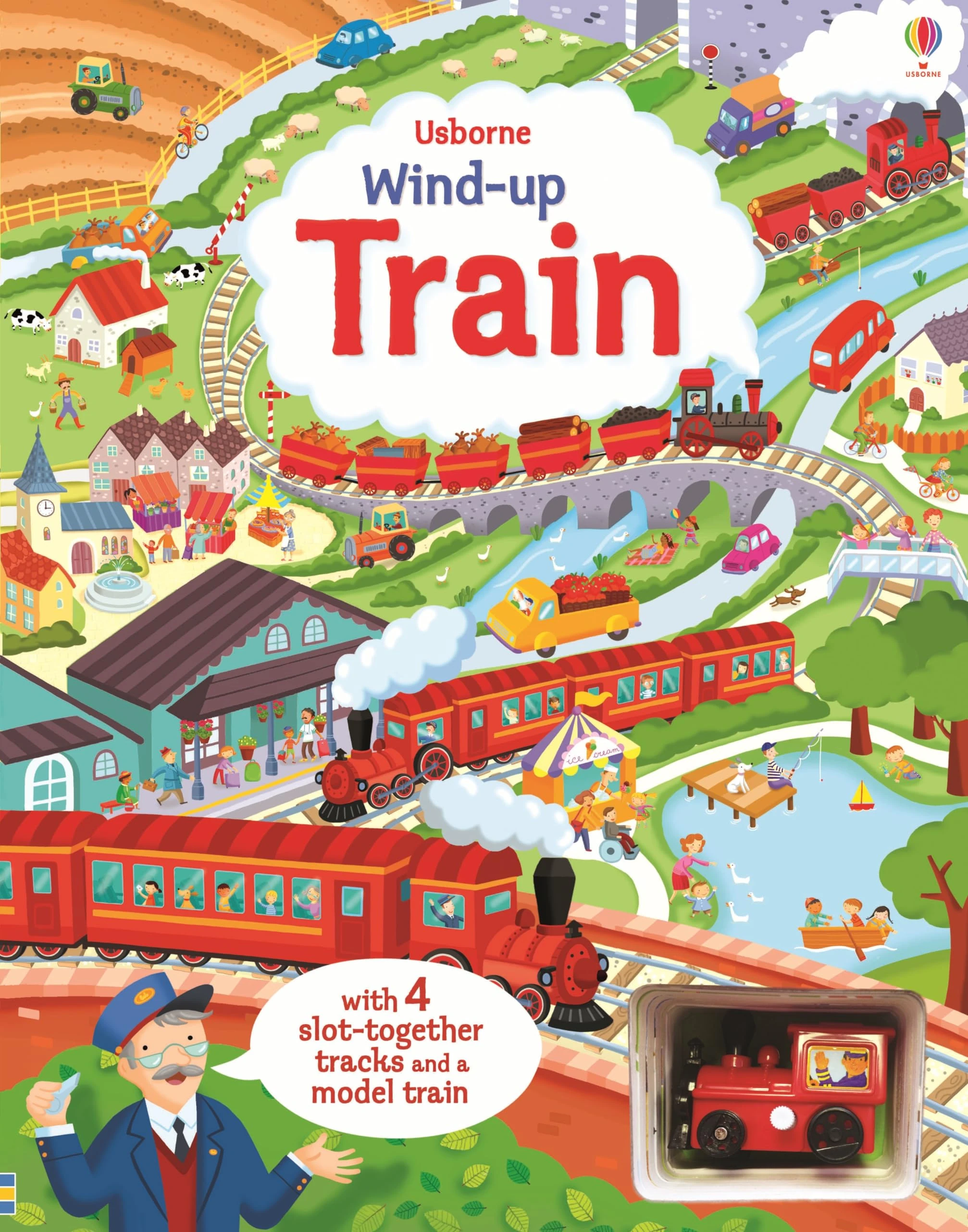 Wind-up Train: A Book and Toy set with a Steam Train Adventure Through Cities, Mountains, and Rivers, and a Visit to a Train Museum
