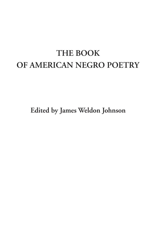 The Book of American Negro Poetry
