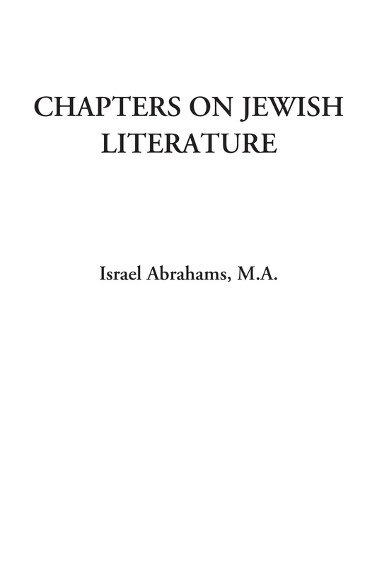 Chapters on Jewish Literature