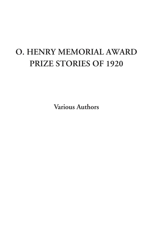 O. Henry Memorial Award Prize Stories of 1920 - Image 1