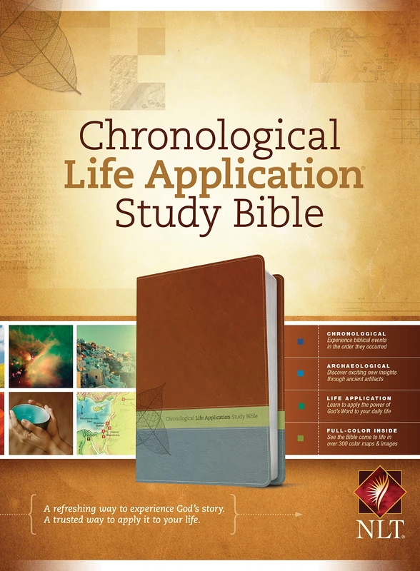 NLT Chronological LASB TuTone Brown/Blue Leather Like (New Living Translation Teal): New Living Translation Brown / Green / Dark Teal TuTone LeatherLike