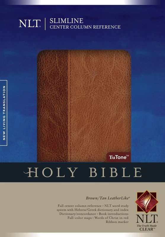 NLT Slimline Center Column Reference Bible, Indexed: New Living Translation Brown, Brown / Tan TuTone, LeatherLike, Slimline Center Column Reference (Slimline Reference: Nltse)