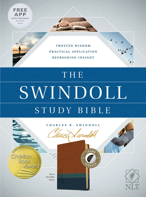 NLT Swindoll Study Bible Brown/Teal/Blue, Indexed, The: New Living Translation, Brown, Teal & Blue Edition