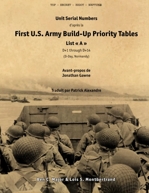 Unit Serial Numbers d'après la « First U.S. Army Build-Up Priority Tables, List A (D+1 through D+14) » D-Day (Normandy) Top Secret – BIGOT NEPTUNE