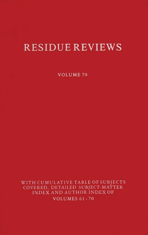 Residues of Pesticides and Other Contaminants in the Total Environment: 70 (Reviews of Environmental Contamination and Toxicology, 70)