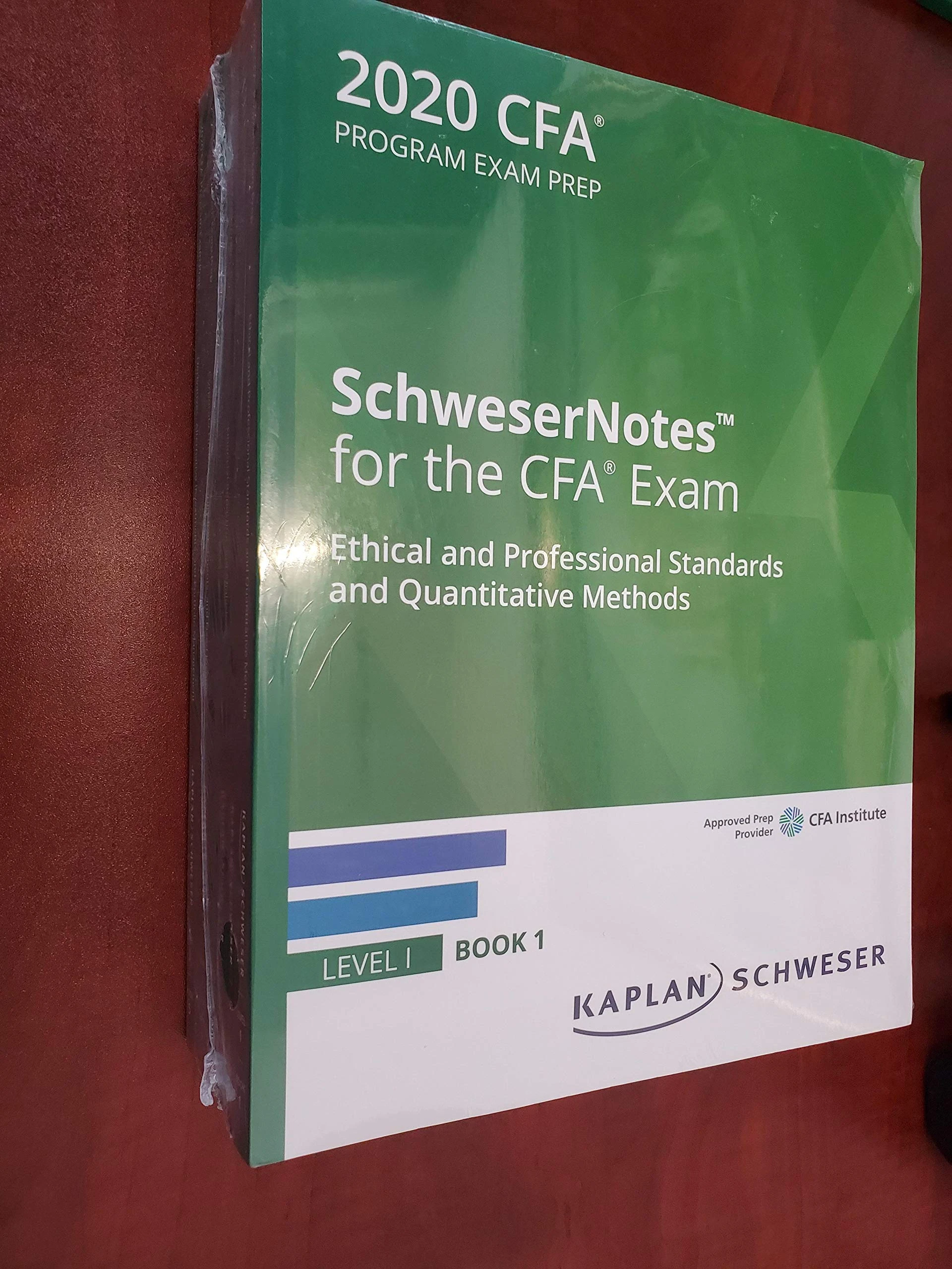 2020 CFA Level 1 Kaplan Schweser Notes: Books 1-5, Practice Exam Vol 1-2, QuickSheet