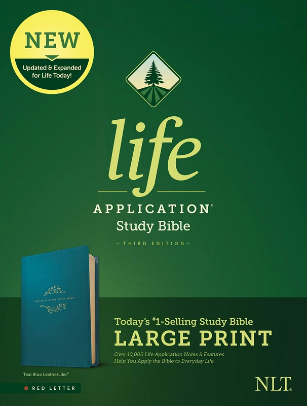 NLT Life Application Study Bible, Third Edition, Large Print: New Living Translation, Teal Blue, Leatherlike, Red Letter