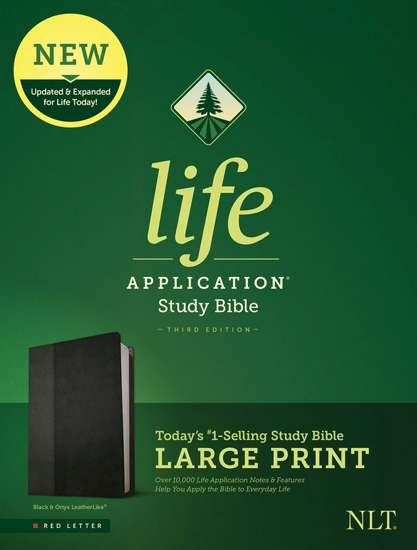NLT Life Application Study Bible, Third Edition, Large Print: New Living Translation, Black & Onyx, Leatherlike