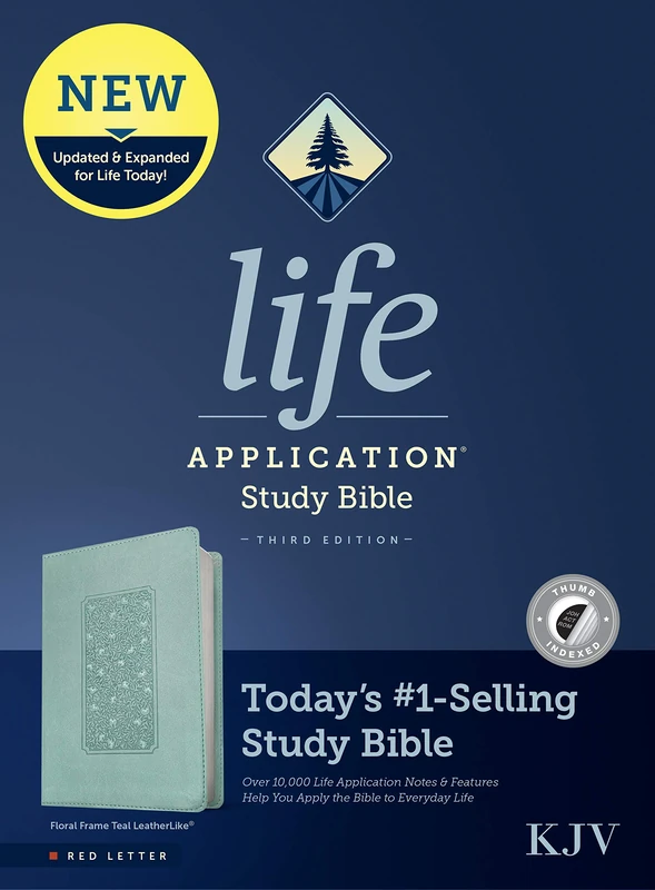 KJV Life Application Study Bible, Third Edition, Red Letter, Floral, Indexed: King James Version, Floral Frame Teal, Leatherlike, Red Letter