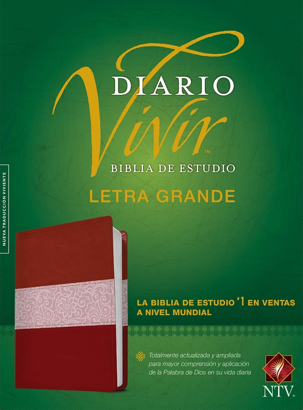 Biblia de estudio del diario vivir NTV, letra grande: Nueva Traducción Viviente, Rosa, SentiPiel Vino tinto, Letra Grande