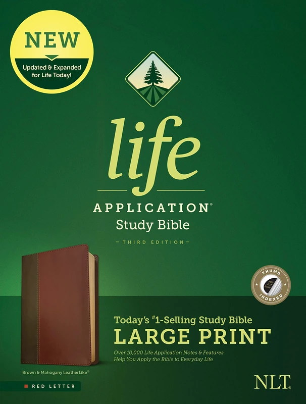 NLT Life Application Study Bible, Third Edition, Large Print: New Living Translation, Life Application Study Bible, Brown/tan, Leatherlike, Red Letter