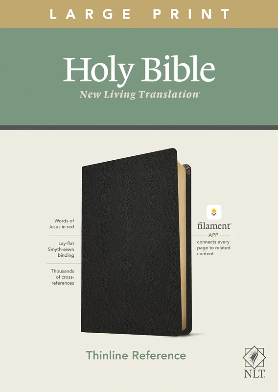 NLT Large Print Thinline Reference Bible, Filament Enabled E: New Living Translation, Black, Genuine Leather, Thinline Reference, Filament Enabled, Genuine Leather