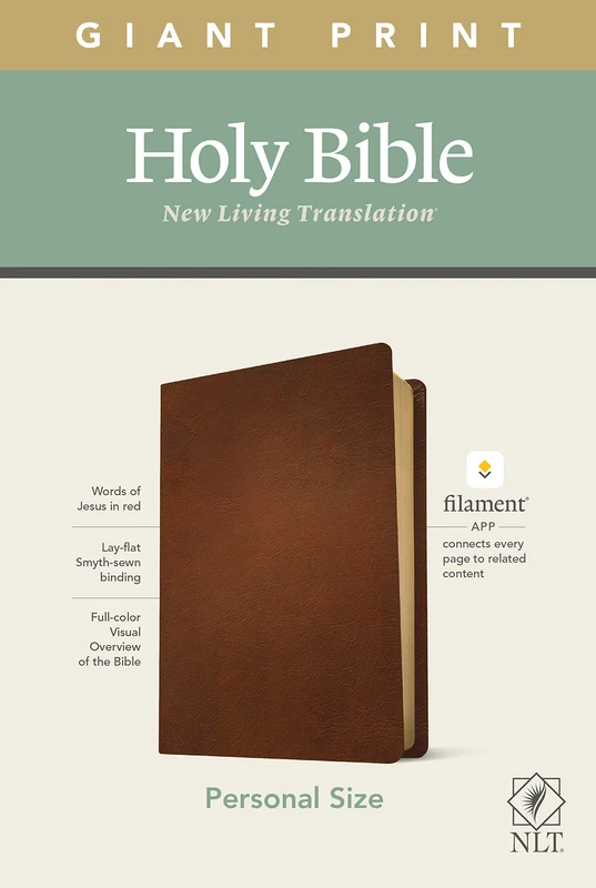 NLT Personal Size Giant Print Bible, Filament Edition, Brown: NLT, Brown, Genuine Leather, Filament Enabled, Personal Size Giant Print Bible