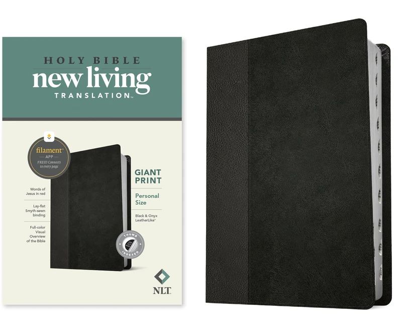 NLT Personal Size Giant Print Bible, Filament Edition, Black: NLT, Black/Onyx, Leatherlike, Filament Enabled Edition Red Letter, Personal Size Giant Print Bible
