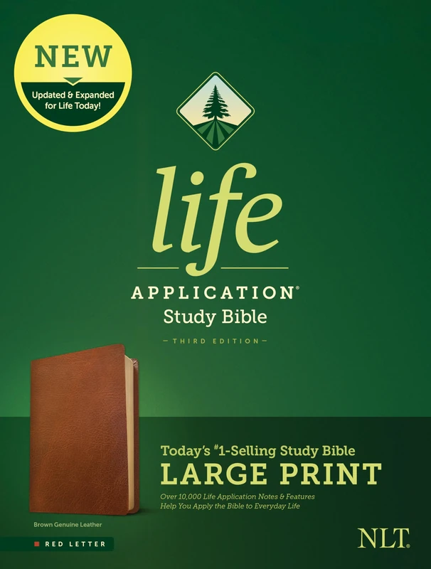 NLT Life Application Study Bible, Third Edition, Large Print: New Living Translation, Life Application Study Bible, Brown, Red Letter, Genuine Leather