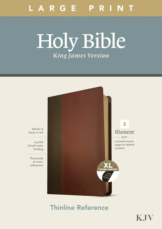 KJV Large Print Thinline Reference Bible, Filament Enabled E: King James Version, Brown & Mahogany Leatherlike, Thinline Reference, Red Letter, Filament Enable,