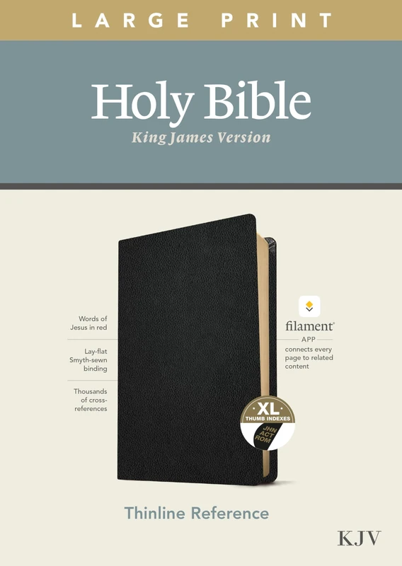 KJV Large Print Thinline Reference Bible, Filament Enabled E: King James Version, Thinline Reference Bible, Black, Filament Enabled Edition, Red Letter, Genuine Leather