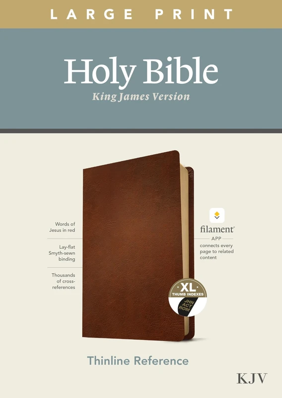 KJV Large Print Thinline Reference Bible, Filament Enabled E: King James Version, Thinline Reference Bible, Brown, Filament Enabled Edition, Red Letter, Genuine Leather