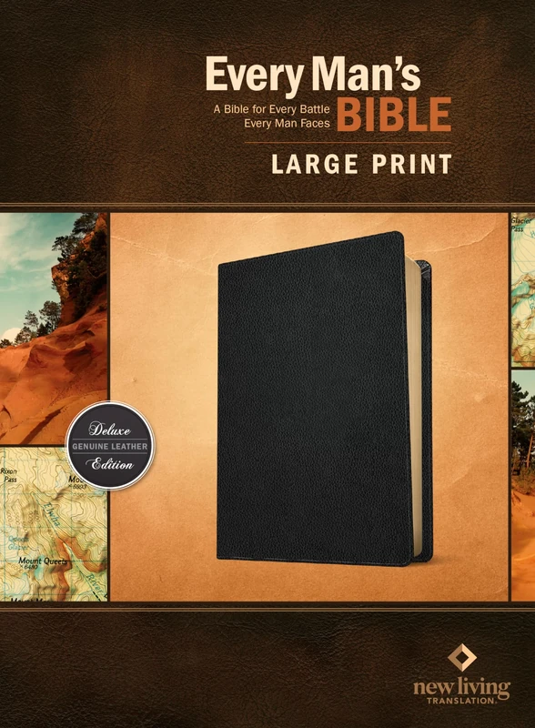 NLT Every Man's Bible, Large Print, Black, Indexed: New Living Testament, Black, Deluxe Genuine Leather, XL Thumb Indexes