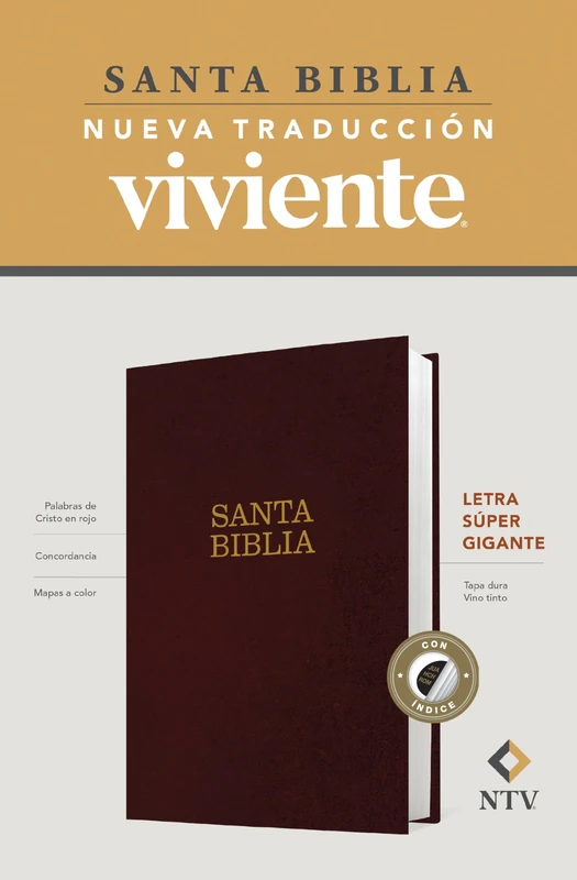 Santa Biblia Ntv, Letra Súper Gigante (Letra Roja, Tapa Dura, Vino Tinto, Índice): Nueva Traducción Viviente, Vino Tinto, Tapa Dura, Letra Super Gigante