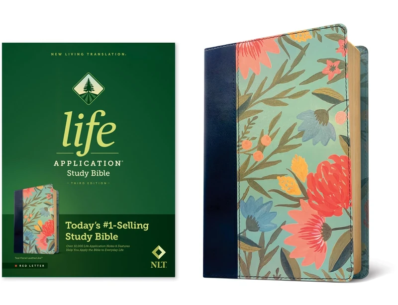 NLT Life Application Study Bible, Third Edition (Red Letter, Leatherlike, Teal Floral): New Living Translation, Teal Floral, Leatherlike