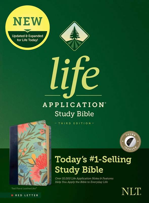 NLT Life Application Study Bible, Third Edition (Red Letter, Leatherlike, Teal Floral, Indexed): New Living Translation, Teal Floral, Leatherlike, Red Letter