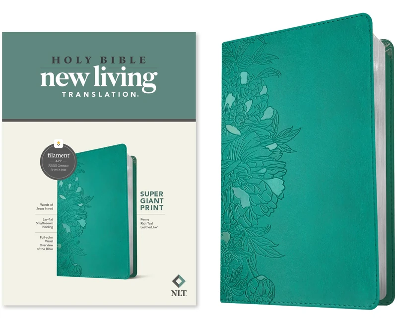 NLT Super Giant Print Bible, Filament Enabled Edition (Red Letter, Leatherlike, Peony Rich Teal) - Image 1