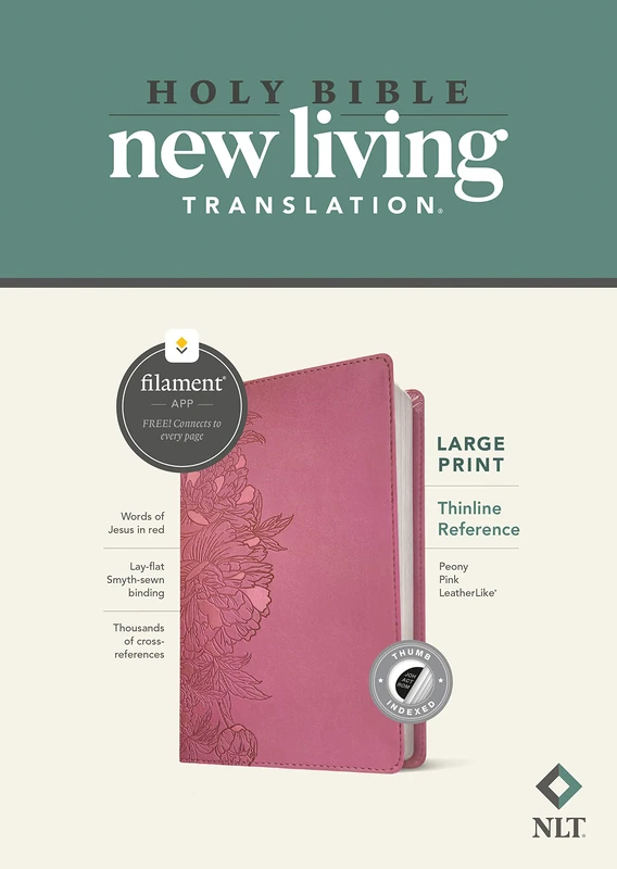 NLT Large Print Thinline Reference Bible, Filament Enabled Edition (Red Letter, Leatherlike, Peony Pink, Indexed): New Living Translation, Peony Pink, Leatherlike, Thinline Reference, Filament