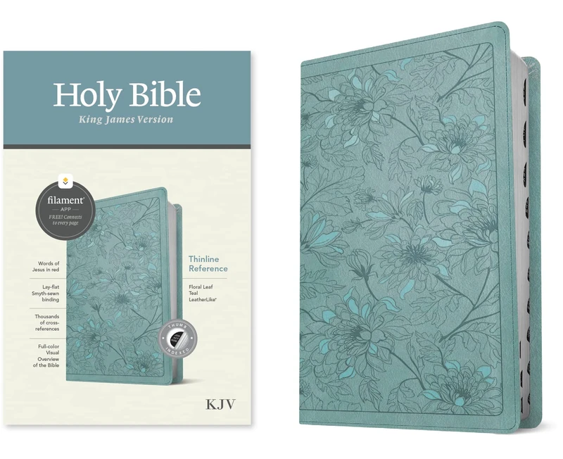 KJV Thinline Reference Bible, Filament Enabled Edition (Red Letter, Leatherlike, Floral Leaf Teal, Indexed): King James Version, Teal Floral Leaf, ... Bible, Filament Enabled Edition, Red Letter