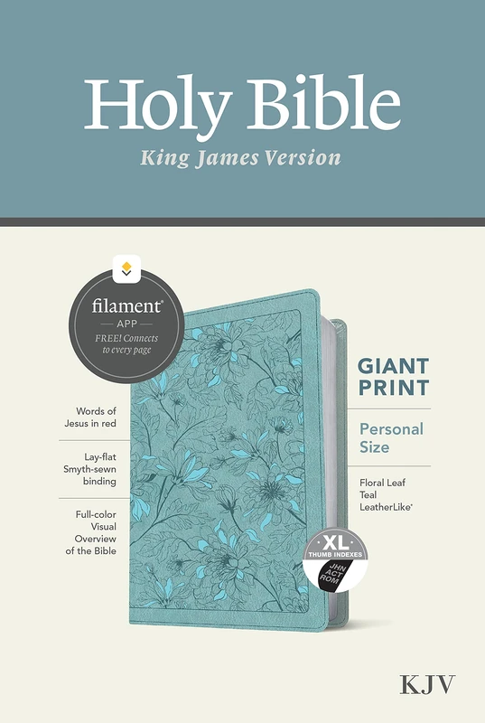 KJV Personal Size Giant Print Bible, Filament Enabled Edition (Red Letter, Leatherlike, Floral Leaf Teal, Indexed): KJV, Personal Size Giant Print, ... Red Letter, Leatherlike, Floral Leaf Teal