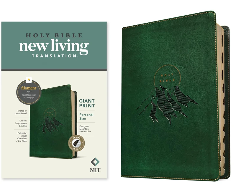NLT Personal Size Giant Print Bible, Filament Enabled Edition (Leatherlike, Evergreen Mountain, Indexed)