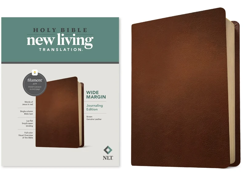 NLT Wide Margin Bible, Filament Enabled Edition (Red Letter, Genuine Leather, Brown): New Living Translation, Brown, Genuine Leather, Wide Margin Bible, Filament Enabled Edition: Red Letter