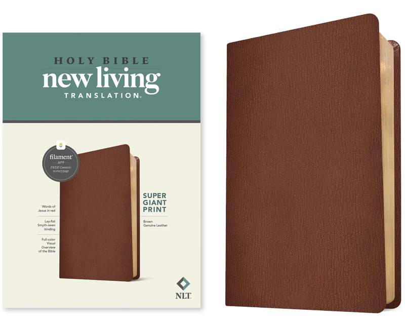 NLT Super Giant Print Bible, Filament-Enabled Edition (Red Letter, Genuine Leather, Brown): NLT, Brown, Genuine Leather, Super Giant Print Bible, Filament-enabled Edition Red Letter