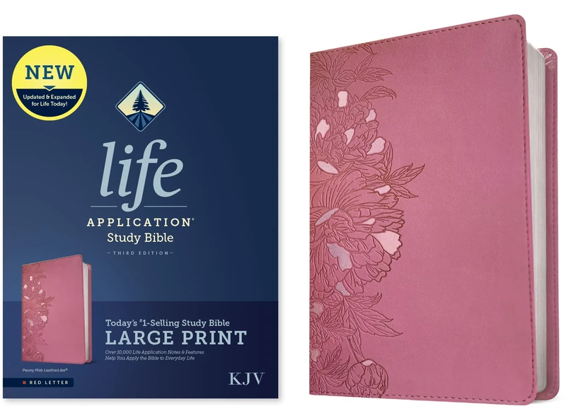 KJV Life Application Study Bible, Third Edition, Large Print (Red Letter, Leatherlike, Peony Pink): King James Version, Life Application Study Bible, Peony Pink, Leatherlike, Red Letter