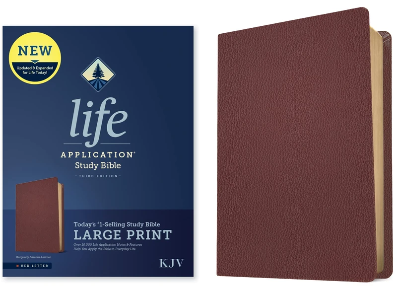 KJV Life Application Study Bible, Third Edition, Large Print: King James Version, Burgundy, Genuine Leather, Life Application Study, Red Letter, With Ribbon Marker