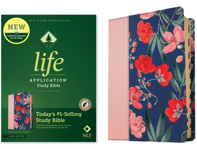 NLT Life Application Study Bible, Third Edition (Red Letter, Leatherlike, Pink Evening Bloom, Indexed): Nlt Life Application Study Bible - Red Letter, Leatherlike, Pink Evening Bloom, Indexed