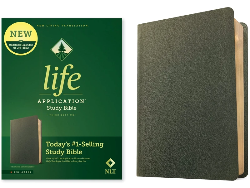 NLT Life Application Study Bible, Third Edition (Red Letter, Genuine Leather, Olive Green): Nlt Life Application Study Bible - Red Letter, Genuine Leather, Olive Green