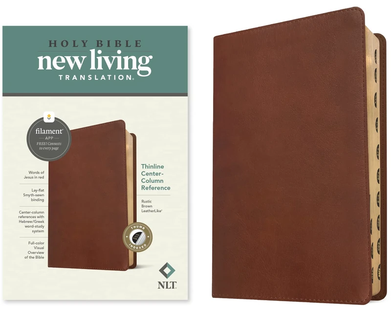 NLT Thinline Center-Column Reference Bible, Filament-Enabled Edition (Red Letter, Leatherlike, Rustic Brown, Indexed): New Living Translation, Rustic ... Thinline Center-column Reference Bible - Image 1