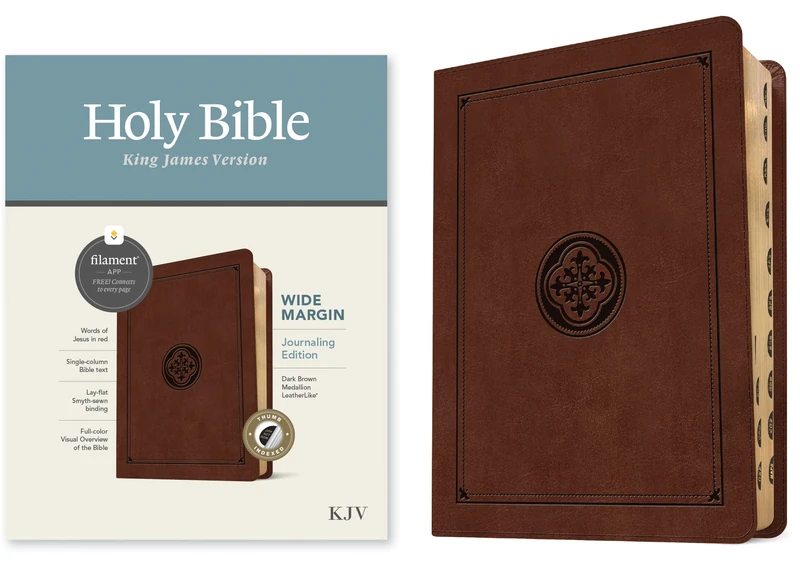 KJV Wide Margin Bible, Filament Enabled Edition (Red Letter, Leatherlike, Dark Brown Medallion, Indexed): King James Version, Dark Brown Medallion, ... Filament APP, Red Letter, Journaling Edition