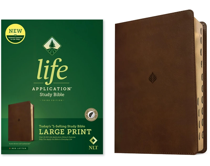 NLT Life Application Study Bible, Third Edition, Large Print: New Living Translation, Rustic Brown Leaf, Leatherlike, Red Letter