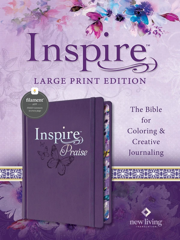 Inspire PRAISE Bible Large Print NLT, Filament Enabled (Hardcover LeatherLike, Purple): Nlt, Filament Enabled, Leatherlike, Purple