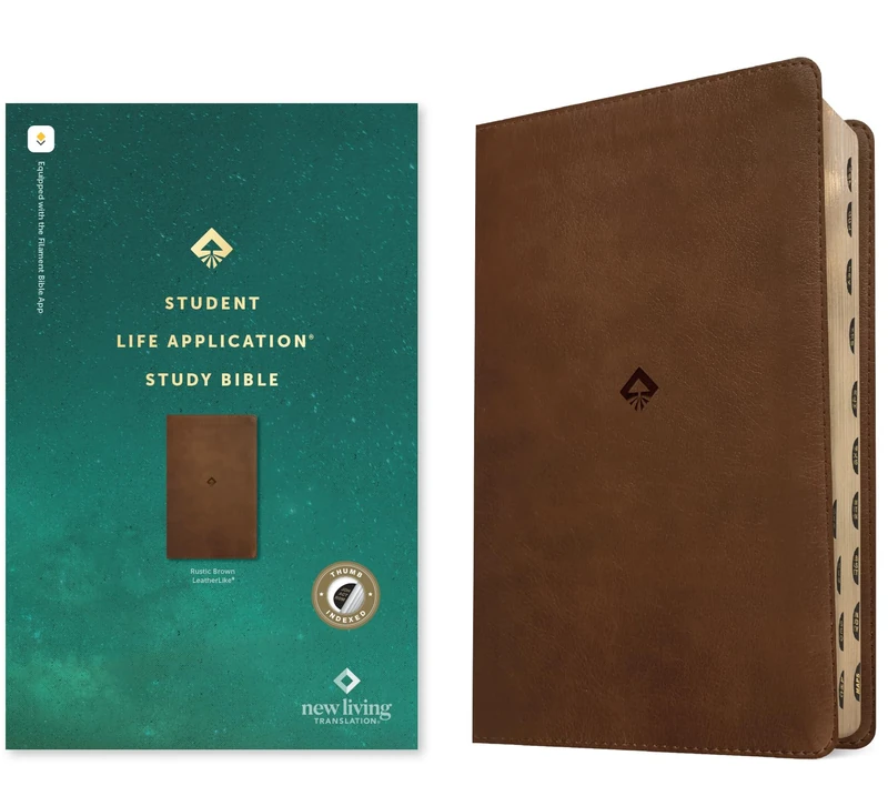 NLT Student Life Application Study Bible, Filament Enabled: New Living Translation, Rustic Brown, Leatherlike, Student Life Application Study, Filament Enabled, Indexed, Red Letter With Ribbon Marker