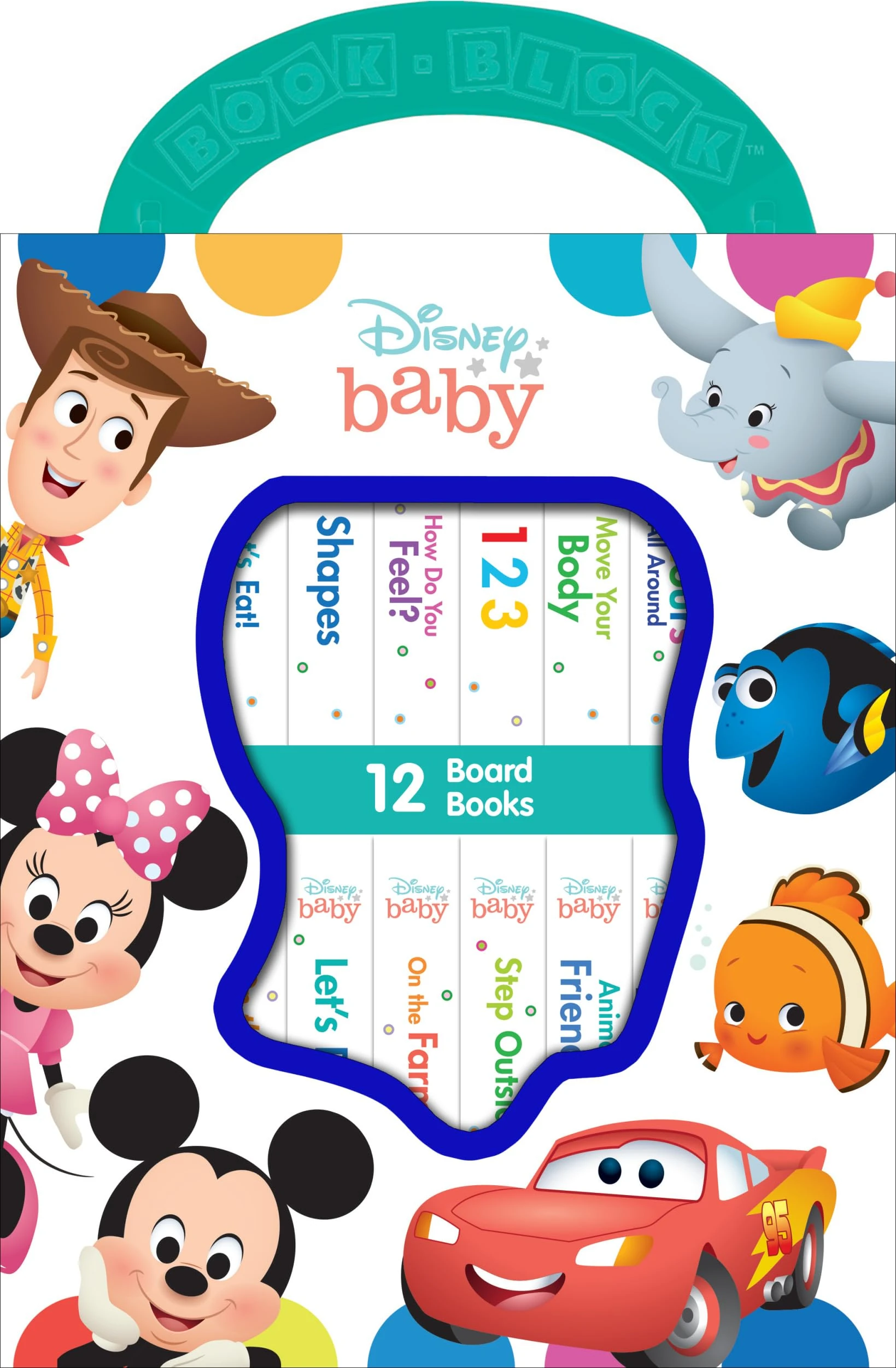 Disney Baby Mickey Mouse, Minnie, Toy Story and More! - My First Library Board Book Block 12-Book Set - First Words, Shapes, Numbers, and More! - PI Kids