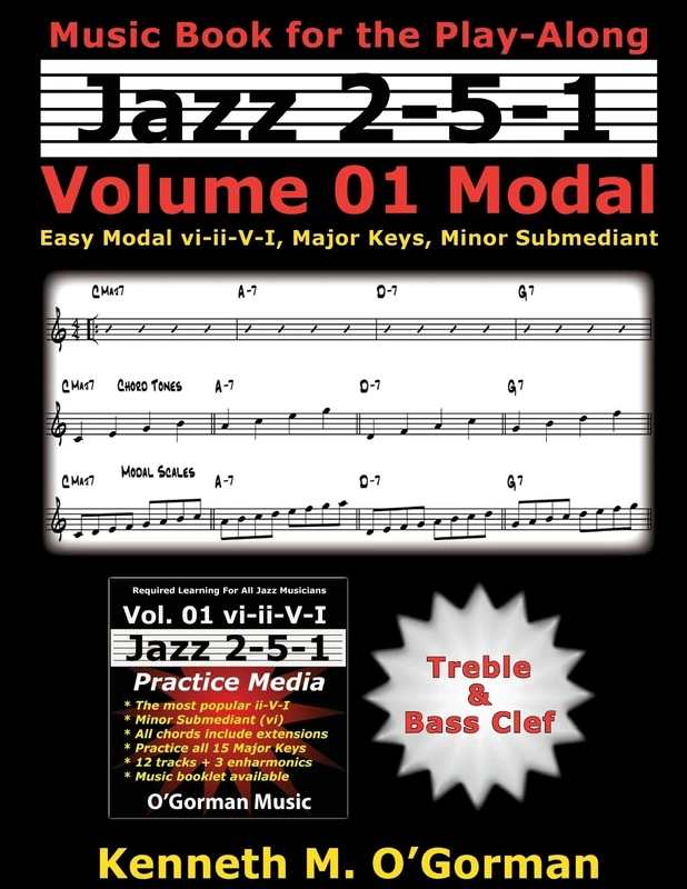 Jazz 2-5-1 Volume 01 Modal: Easy Modal vi-ii-V-I, Major Keys, Minor Submediant. (Jazz 2-5-1 Practice)