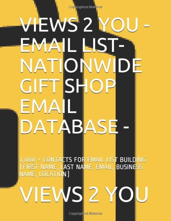 VIEWS 2 YOU - EMAIL LIST- NATIONWIDE GIFT SHOP EMAIL DATABASE -: 1,000 + CONTACTS FOR EMAIL LIST BUILDING (FIRST NAME, LAST NAME, EMAIL, BUSINESS NAME, LOCATION) - Image 1