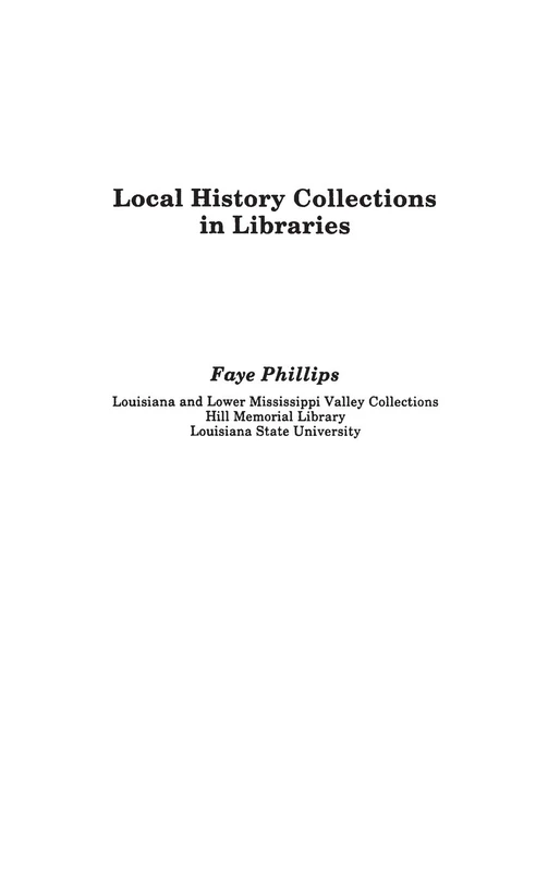 Local History Collections in Libraries